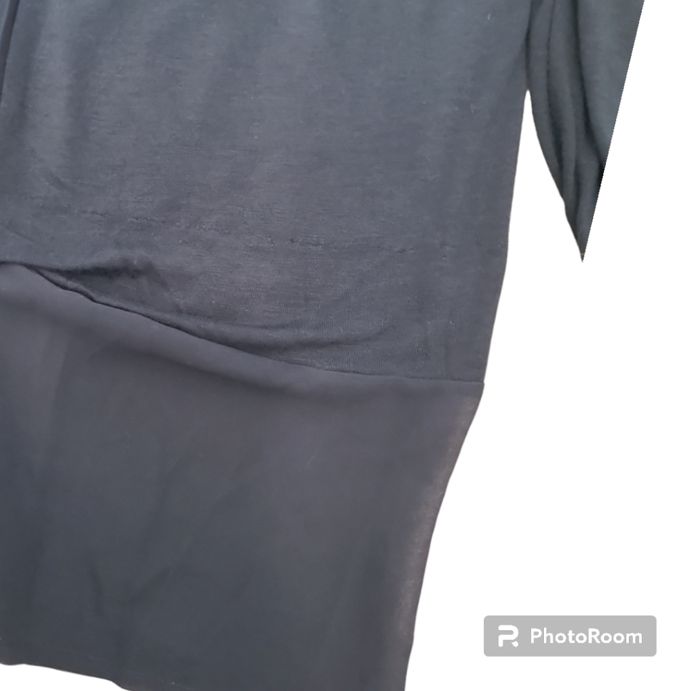 Rag & Bone Long Sleeve Modal Silk Mixed Media Distressed Top Sheer Trim Size S - Picture 6 of 10